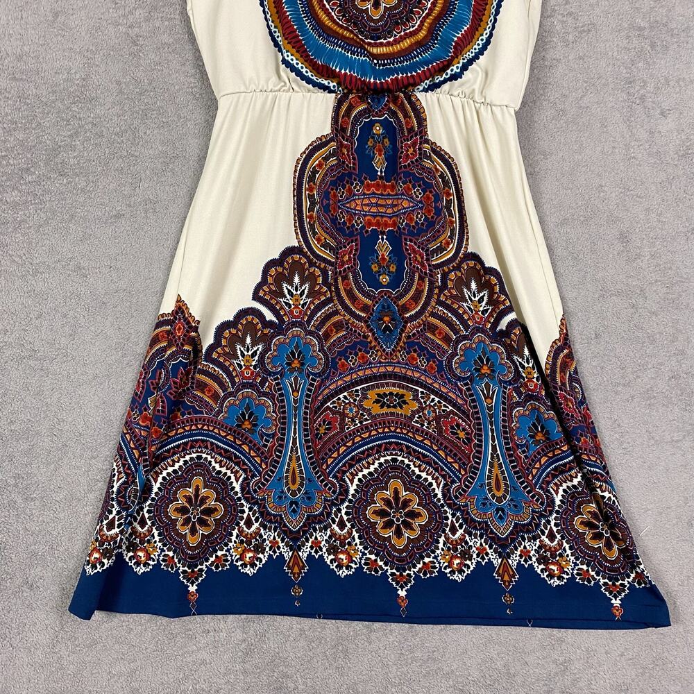 Bailey Blue Dress Women Small White Multi Floral Stretch Strapless A-Line Boho - Picture 5 of 11